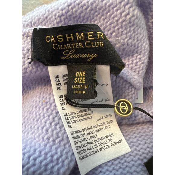 Brand New Cashmere Charter Club Women's One Size Blue Orchard Studded Beanie Hat - Picture 4 of 8